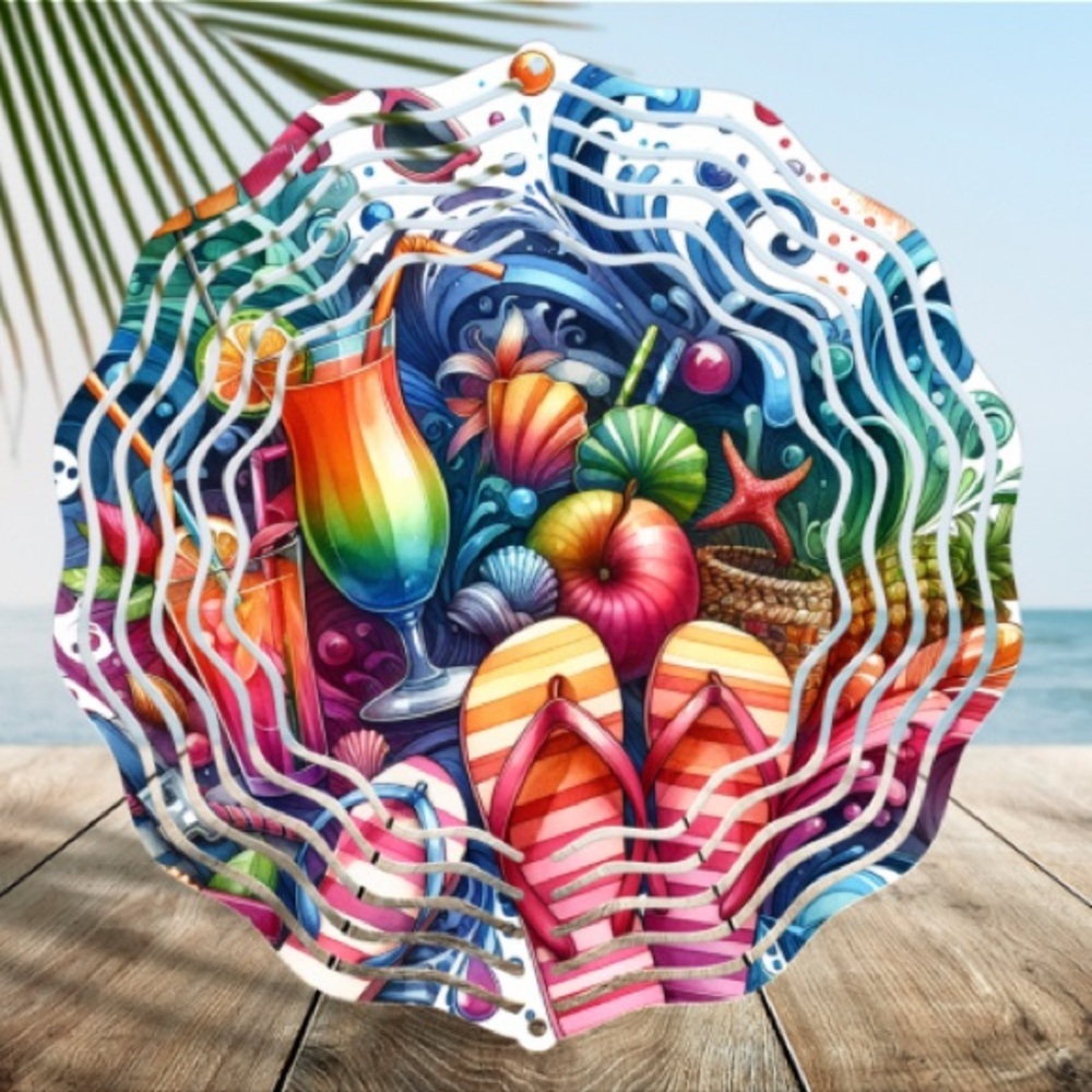 Summertime Flip-Flops Wind Spinner | 8" Wind Spinner | Porch-Patio Decor | Gift
